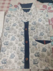 Men's Printed Casual 2half 1full shirt