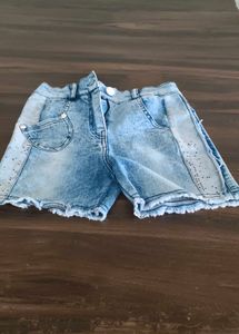 Girls Acid Wash Denim Shorts