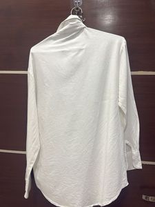 White Shirt with Red Heart Embroidery