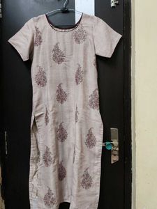 Light Beige Printed Kurta with pyjama
