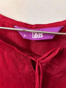 libas Stylish Red peplum short kurti