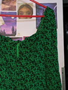 Green Floral Print Mini Dress