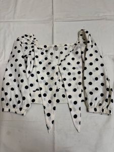 Polka Dot Bow Tie Crop Top