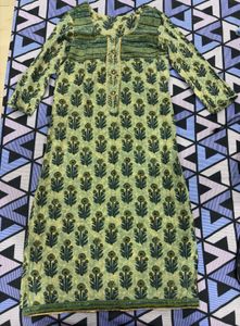Green Block Print Kurta