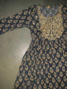 Elegant Navy Blue Printed Kurta