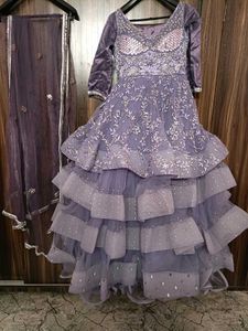 Lavender Ruffled Anarkali Dress
