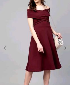 Athena Burgundy Off Shoulder Dress