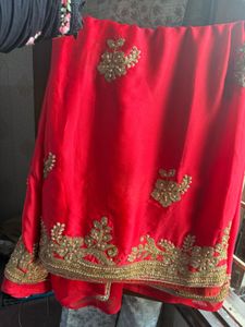 Elegant Red Embroidered Saree