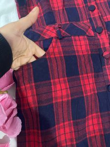 Red Plaid Shirt Dress