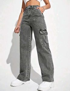 Women's Grey Cargo Jeans