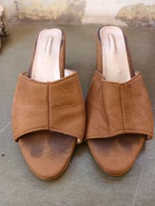 Women's Brown Suede Block Heels