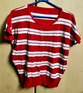 Red &amp; White Striped Top