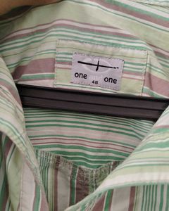 Striped Cropped Button-Up Shirt