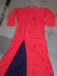 Red Embroidered Kurta