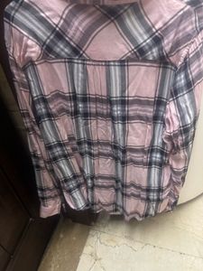 Pink Plaid Button-Up Shirt
