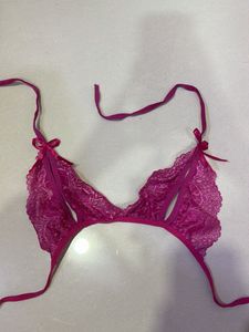 Pink Lace Bralette Tie up