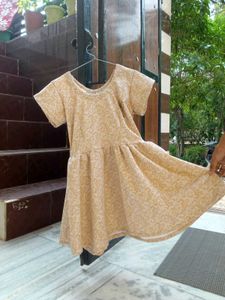 Elegant Beige Patterned Dress for Girls