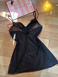 Black Lace Robe with mesh nighty 2 peice