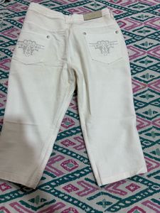 Cream Capris with Embellishment