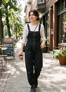 Dark Wash Denim Jumpsuit with Zipper