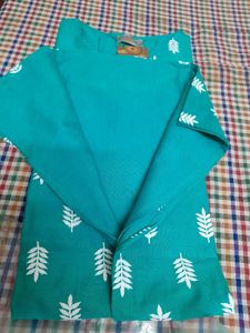 Anouk Teal Leaf Print Kurta