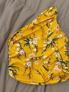 Uptownie Yellow Floral One Shoulder Top