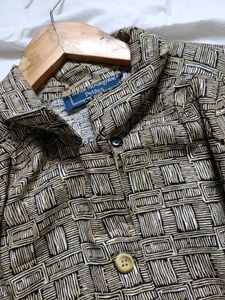 Vintage Geometric Print Button-Up Shirt