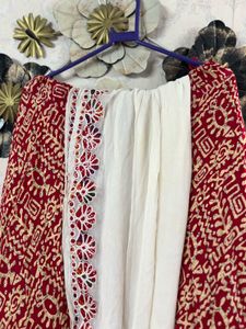 Red &amp; Cream Printed Lehenga Choli Set