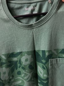 Green Floral T-Shirt with Pocket