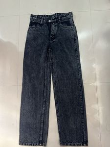 Washed Black Wide Leg Jeans