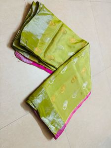 Vibrant Green &amp; Pink Saree