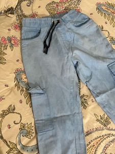 Light Wash Cargo Jogger Pants
