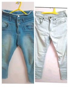 High-Waisted Denim Jeans - Set of 2
