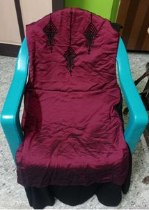 Wine Maroon Maxi Dress with Black Embroidery