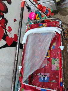 Baby Crib with Cartoon Print