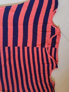 Striped Long Sleeve off shoulder baggy Top