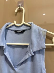 Cute Baby Blue Collared Tank Top