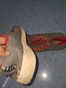 Gray &amp; Red Athletic Sneakers