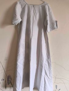 White Cotton Kurta with Floral Print