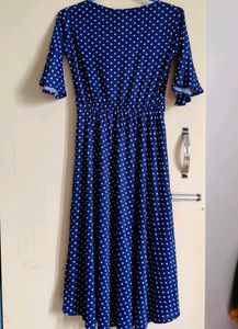 Blue Polka Dot Bell Sleeve Dress