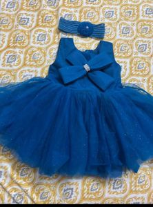 Sparkly Blue Tulle Dress with Headband