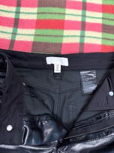 H&amp;M coated Faux Leather trousers