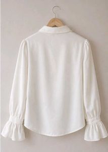 White Chiffon Ruffle Front Blouse