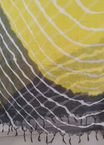 Yellow &amp; Gray Striped Dupatta with Tassels