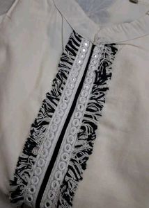 Elegant Cream Kurta Set with Black Print