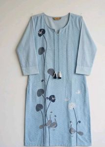 Light Blue Floral Print Kurta