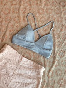 Light Blue Striped Bralette Top