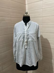 H&M Striped Button-Up Tunic Top