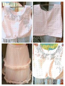 Blush Pink Embellished Lehenga and top for girls