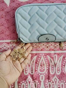 227.Light Blue Quilted Crossbody Bag
